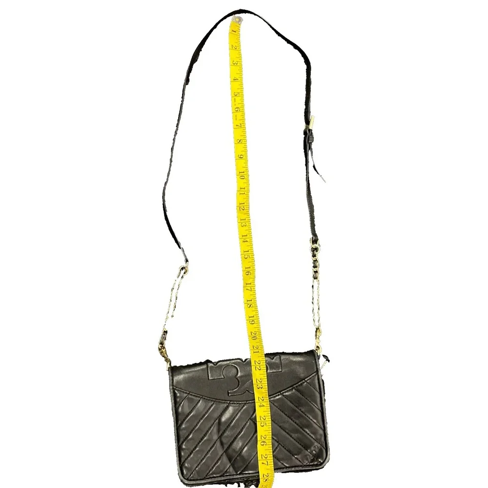 Tory Burch Fleming Quilted  black  Shoulder Crossbody Handbag Purse
